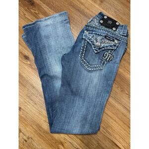 Miss Me JES641BL Boot Bootcut Jeans Bling Embroidered Size 25